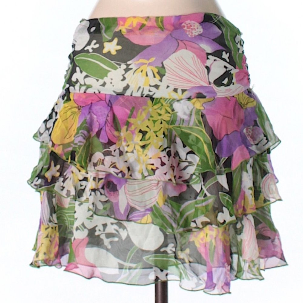 Anna Paul 100% silk floral skirt